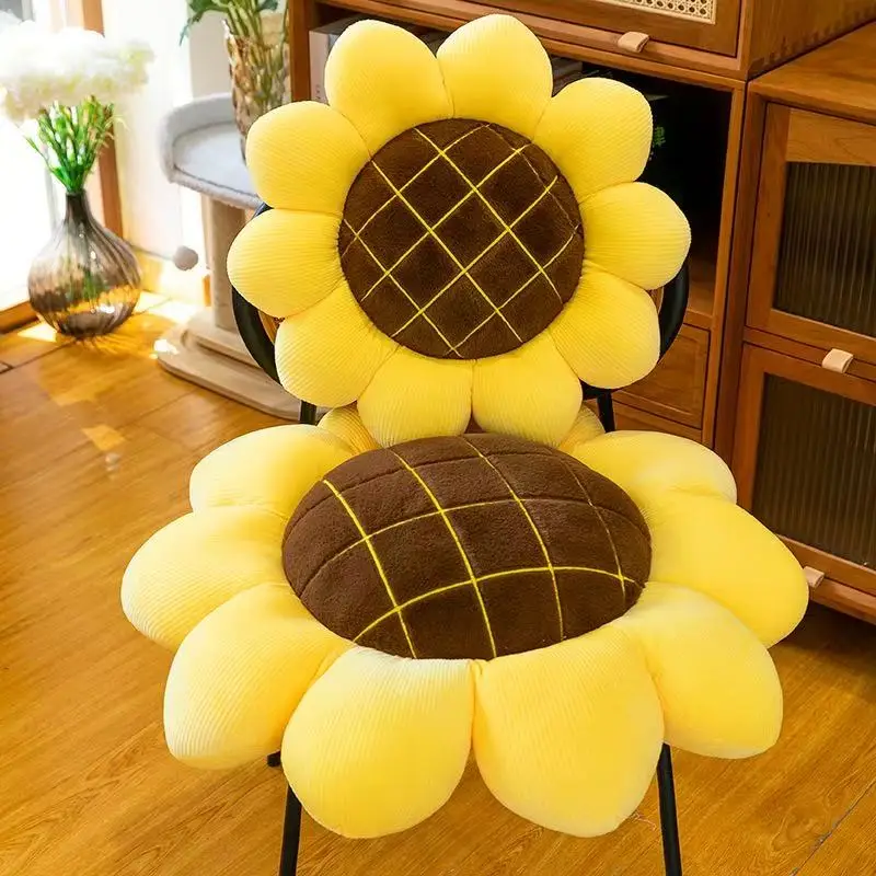 Sunflower Throw Pillow,Flower Shaped Pillows Floor Pillow Seating Cushion,Seating Cushion,Cute Room Decor & Plush Pillow for Bed