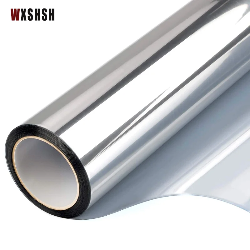 Window Privacy Film Window Film Window Sticker Window sticker UV-Proof Heat-Control PET One Way Mirror Reflective Film Privacy Protection Self-Adhesive Decorative Home Silver