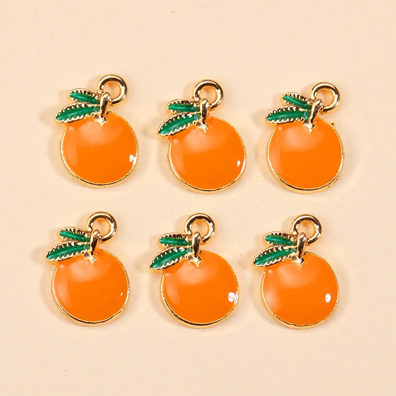 10Pcs Enamel Orange Charms for Earrings Pendants Necklaces Fruit