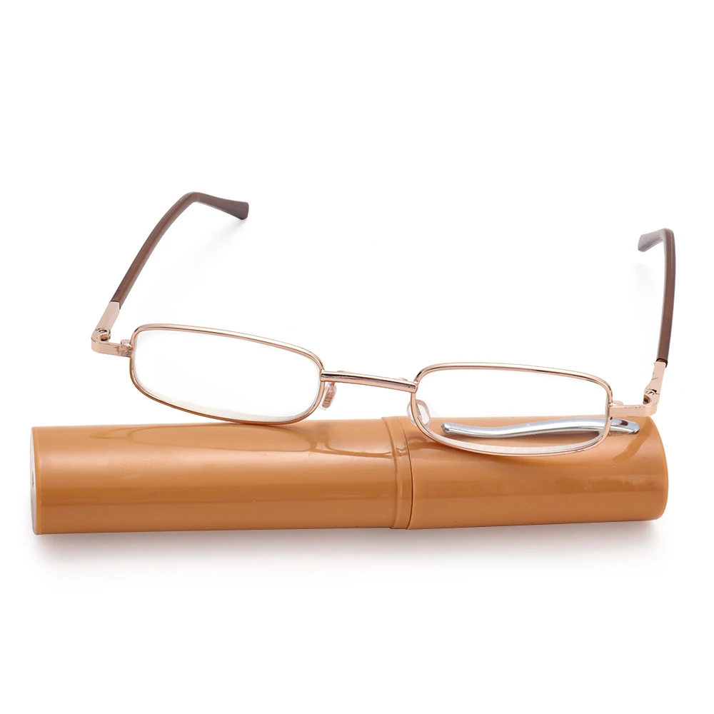 Slim Reading Glasses with Pen Clip Tube Case Portable Lightweight Readers for Men Women Mini Compact Anti-blue light Eyeglasses reading glasses