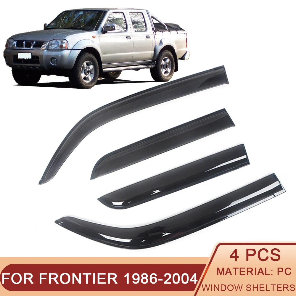 

For Nissan Frontier 1986-2004 Auto Side Window Deflectors Visors Black Rain Guard Door Visor Vent Shades Dark Smoke Ventvisor