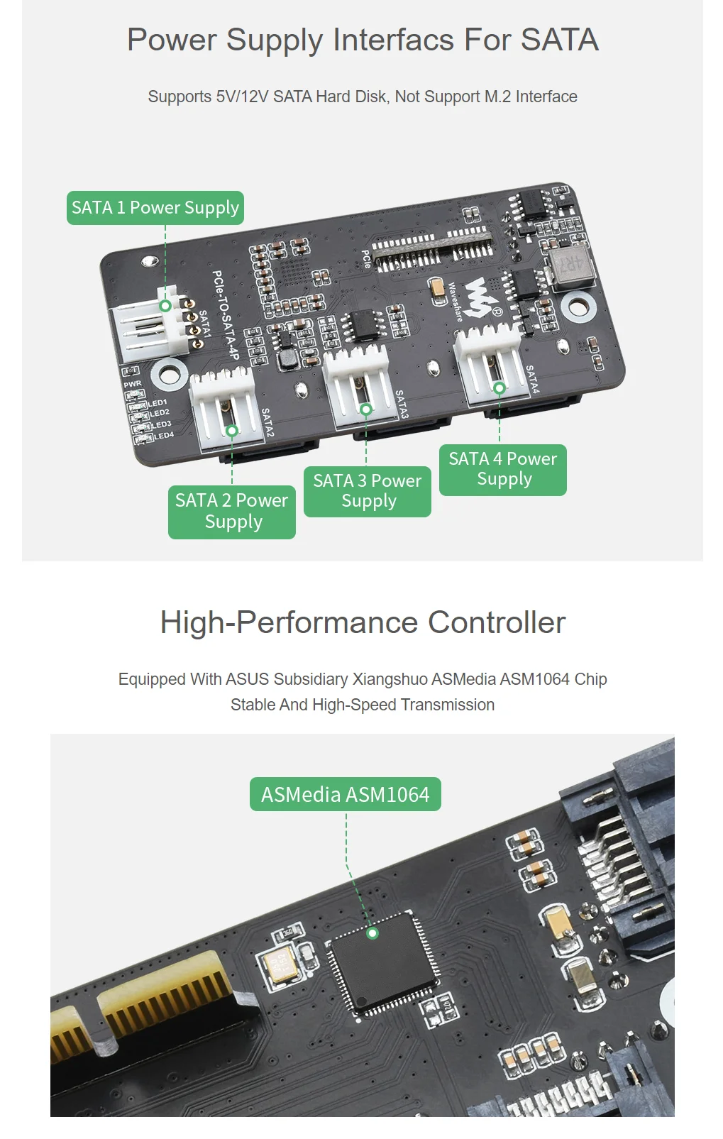PCIe to 4-Ch SATA 3.0 Ȯ  ,   ǻ , 4 CM4 IO , 6Gpbs  SATA ̽