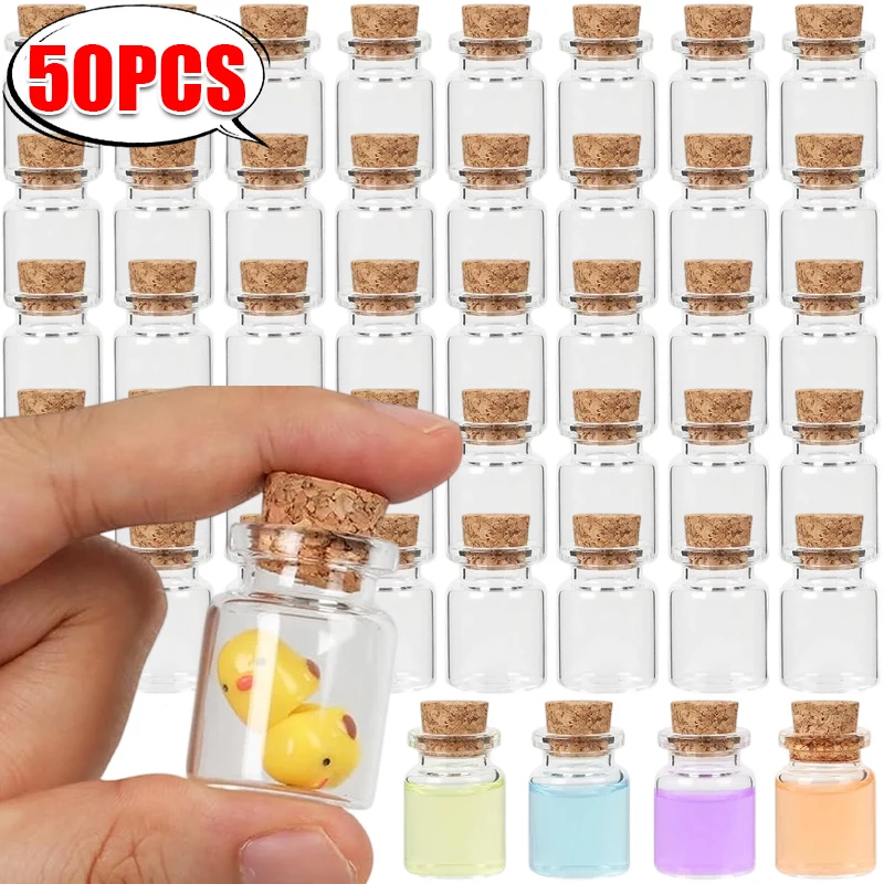 Transparent Small Glass Bottles with Cork Tiny Empty Tiny Jars DIY Craft Vials Wishing Bottles Birthday Wedding Party Favor Gift
