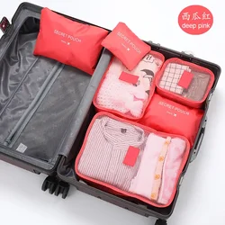 Portable Travel Organizer Storage Bag for Women - Compact Luggage Solution for Clothes and Shoes (Watermelon Red)