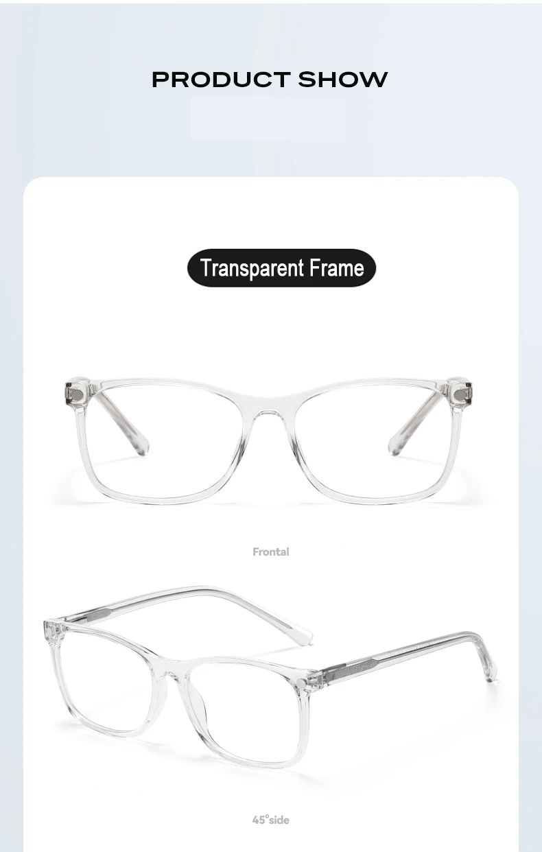 6-in-1-Brille mit magnetischen Clips, dekorative Brille, Anti-Blaulicht, modisches mehrfarbiges Brillengestell, quadratische TR-Brille mit Federscharnier – Detail 10
