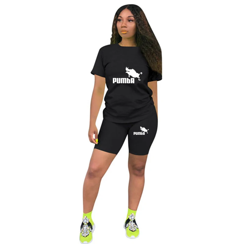 Summer Women Short Sleeve O-Neck Tee Tops+Pencil Shorts Suits Two Piece Set Tracksuits Outfit Graphic t shirts Ropa De Mujer
