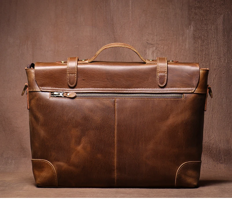 Genuine High Grade Retro Leather Briefcase Classic Men's Handbag Luxury Messenger Bag Office Computer Bags For 15 Inch Laptop