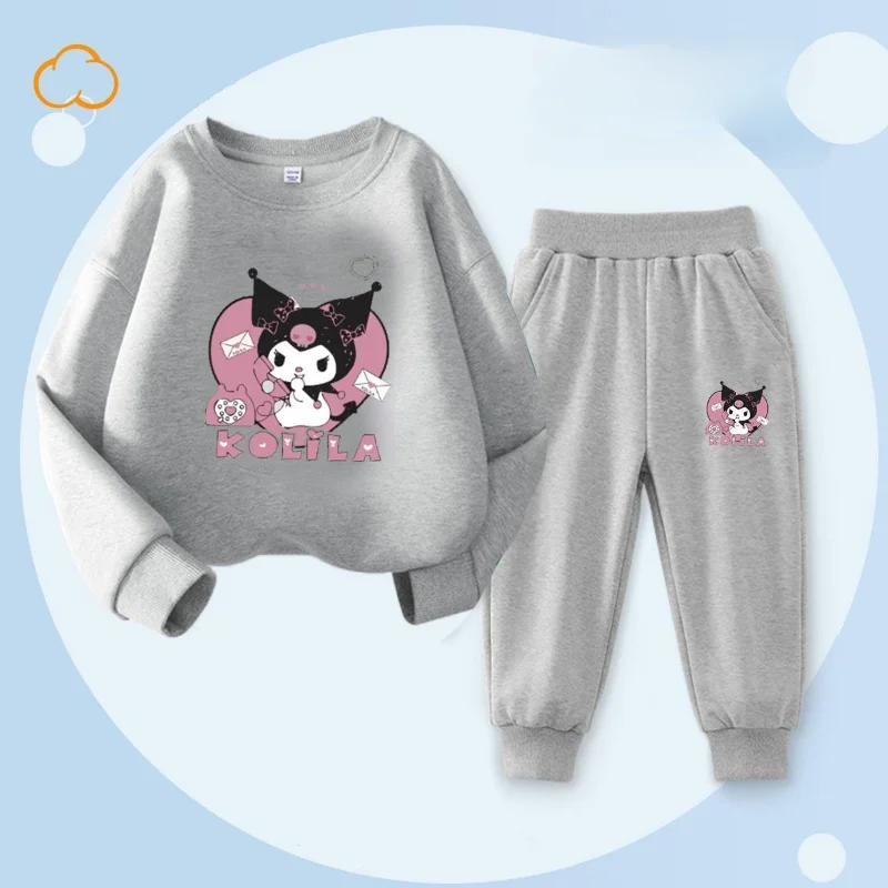 Conjuntos de ropa con estampado de dibujos animados de Sanrio Kuromi para  niñas, sudadera pantalones largos, piezas, chándal de otoño para bebés  y
