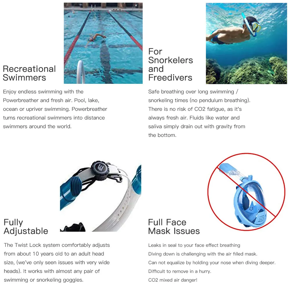 POWERBREATHER Equipment for Swimming Snorkel Training in Pool and Open Water, with Comfortable Mouthpiece and One-Way Air Valve 6