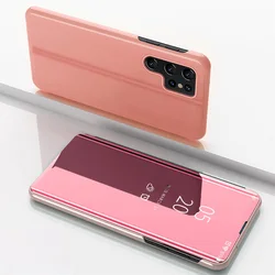 Premium Mirror Clear View Flip Stand Phone Case with Enhanced Protective Cover - Galaxy S20 FE (Rose Gold)