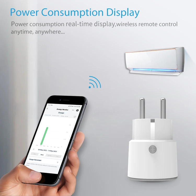 Matter Smart Plug with 16A Power Monitoring and WiFi Support for Homekit Alexa G