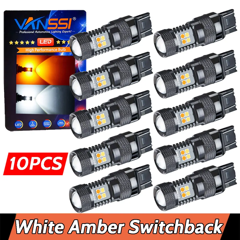 

T20 7443 /T25 3157/1157 Bay15d White/Amber Dual Color Switchback LED Bulbs 7444 3457 4157 Car Parking DRL/Turn Signal Lights