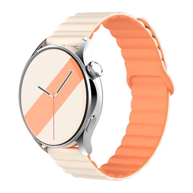 Universal Magnetic Loop Silicone Smartwatch Strap – 20mm/22mm Band with Adjustable Link Bracelet Design