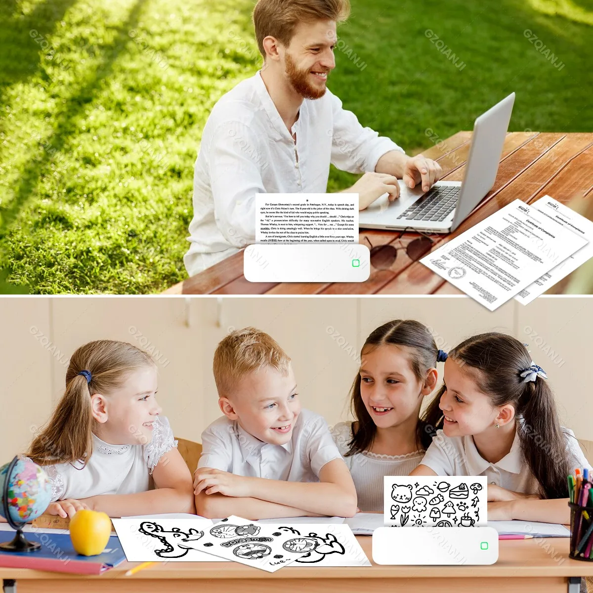 Portable A4 Bluetooth Thermal Printer Inkless Photo PDF Document Printer Memo Note Tattoo Print Wireless Tattoo Stencil Printer