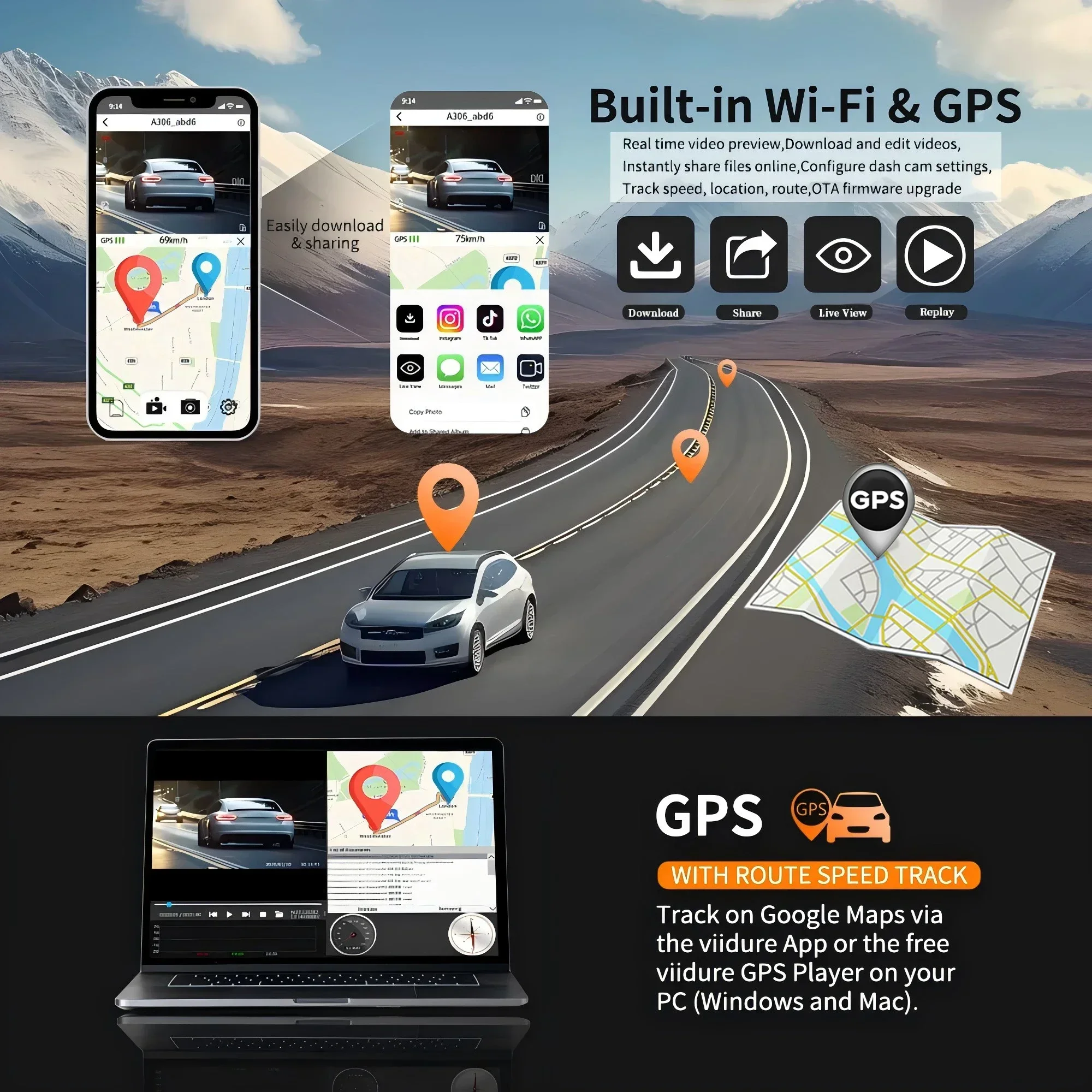 Car Dash Cam 4CH Black Box 4*1080P With GPS WIFI dash car camera Driving Recorder Night Vision Parking Monitor car accessories