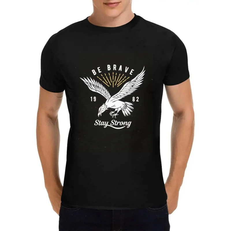 

Men's softstyle cotton short sleeve T-shirt, pure cotton crew neck one side printing Summer fashion trend black T-shirt