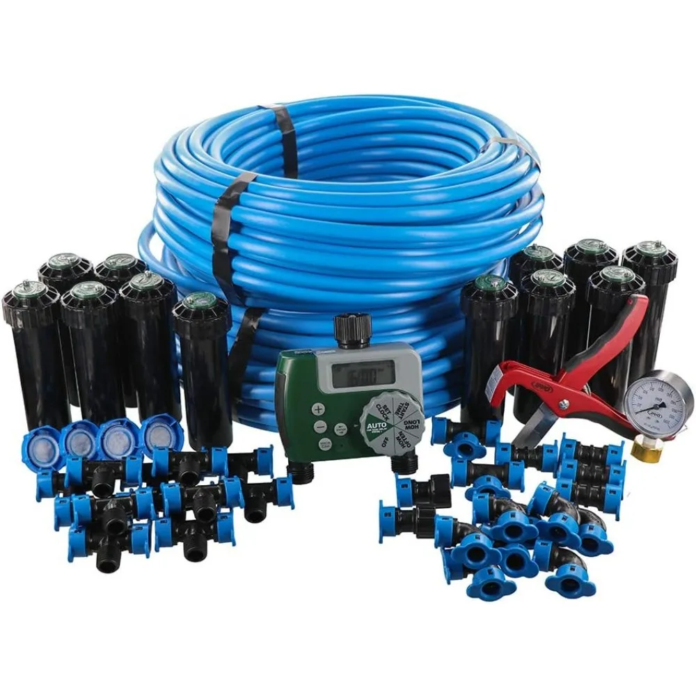 Description Picture 2 of itemSprinklers Irrigation Garden Watering System In-Ground Blu-Lock Tubing System and Digital Hose Faucet Timer 2-Zone Sprinkler Kit