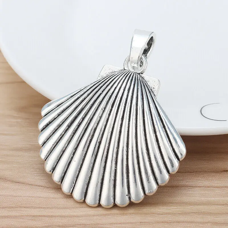 

3 Pieces Tibetan Silver Large Seashell Shell Scallop Charms Pendants for DIY Necklace Jewellery Making Findings Accessories