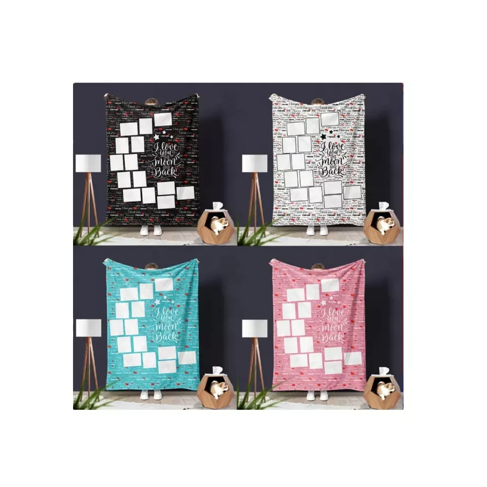 Sublimation blank moon shape i love you blankets polyester fleece