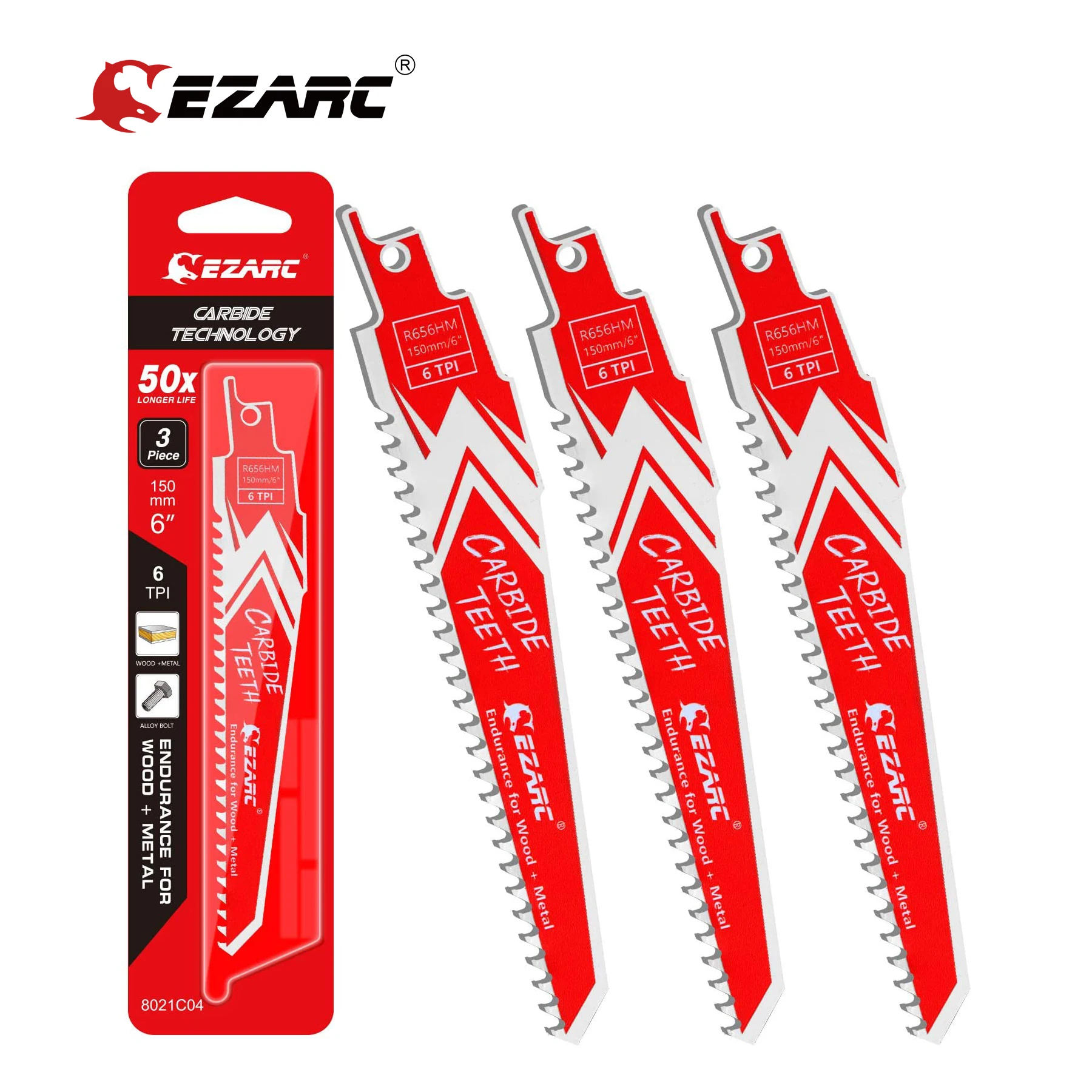EZARC 3Pcs Carbide Reciprocating Saw Blade R656HM Endurance for Hard