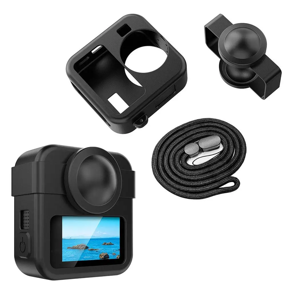 Silicone Protective Case Kit for 360-Degree Action Cameras - Waterproof and Durable Cover with Accessories