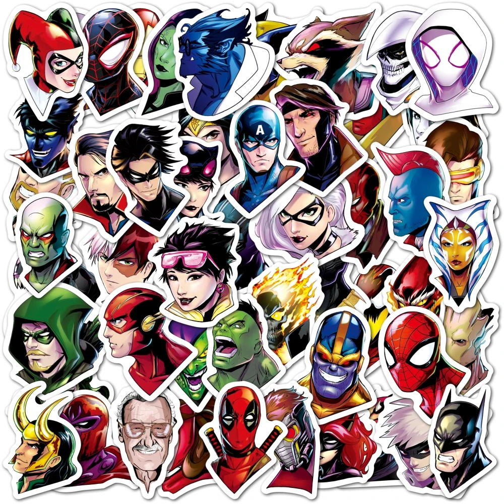 

10/50Pcs Disney Comics Marvel Stickers Spiderman Ironman Hulk Loki Superheroes Characters Avengers Stickers Scrapbook Gift Toy