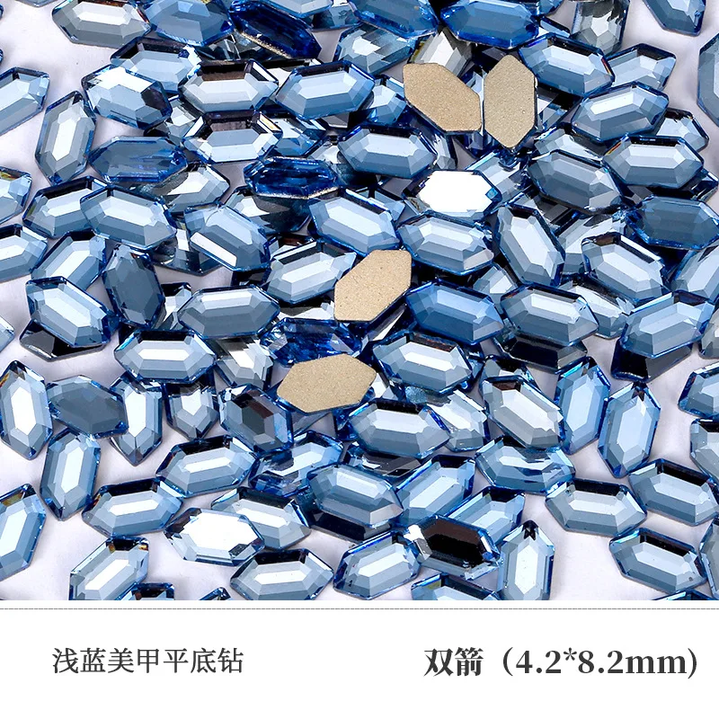 500 stücke lt. blue Boutique flachen Boden Nail Art Strass Glas Kristall 3D Nagel dekoration mehrere Formen Großhandel – Detail 13