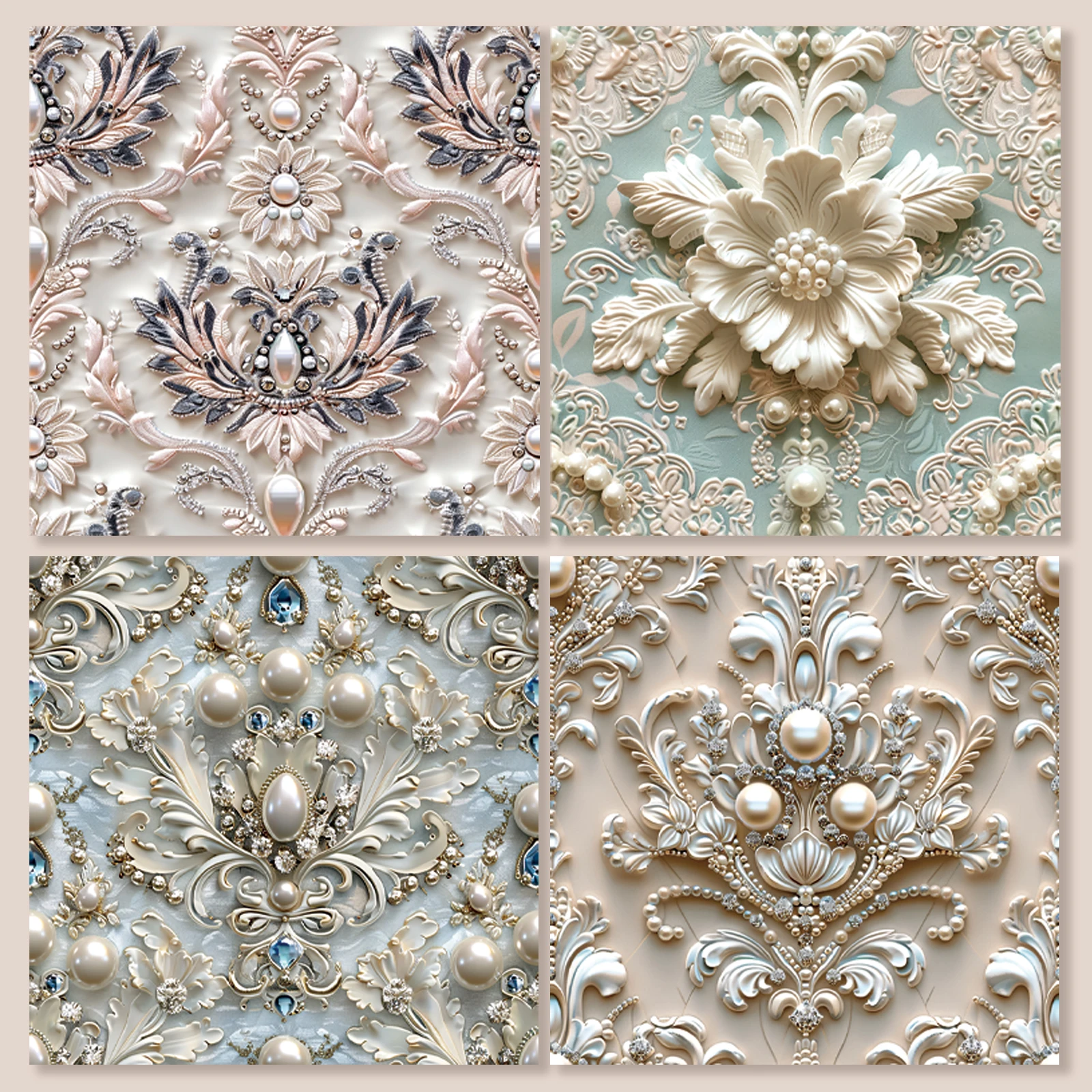 Pressed Surface Plane With Pearl Satin Scrapbook Paper 8Sheets Art Craft Pattern Paper For Scrapbooking Assorted Festive Designs - 5