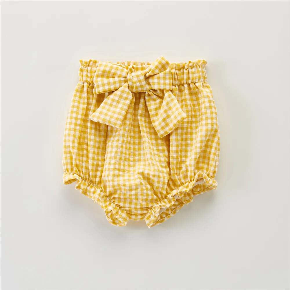 Baby Girl Triangle Pants Plaid Ruffle Ruched Big Waist Bow High Waist Briefs, Infant/Toddler Stretchy Thigh Cuff Underwear 3M-4T