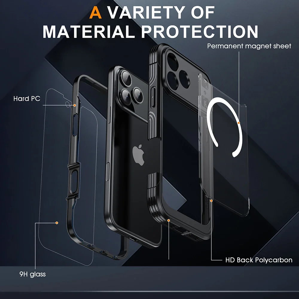 For MagSafe Wireless Charging 360° Fully Protected Double-sided Transparent Magnetic Case For iPhone 17 Pro Max&Air Back Cover
