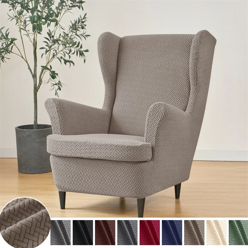 Jacquard Wingback Bankhoezen Stretch Vleugel Stoelhoes Elastische Spandex Fauteuil Hoes Met Kussenhoes Meubelbeschermer