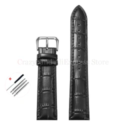 Premium Leather Watch Band - Versatile Fashion Strap - 20mm (Black)