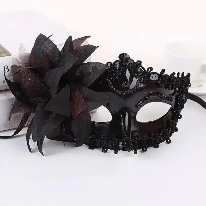 Halloween Princess Half Face Mask Mask Makeup Ball Lily Flower Mask Party Princess Sexy Half Face Mask Stage Performance Mask