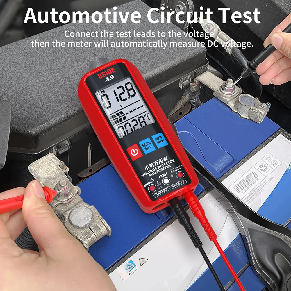 

Intelligent Digital Multimeter A5 Fully Automatic Anti-Burn Batteried Power Voltage Indicator For Wire Continuity Detection