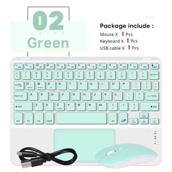 Mini Touch Bluetooth Wireless Keyboard with Built - in Mouse - Arabic (Green - and mouse)