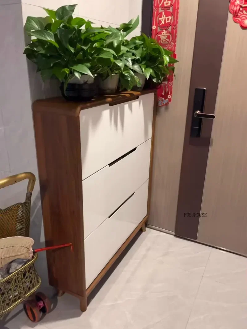 Description Picture 5 of itemModern Wooden Rack Shoe Cabinet Shelf Living Room Organizer Narrow Shoe Cabinets Hallway Space Saving Home Furniture c