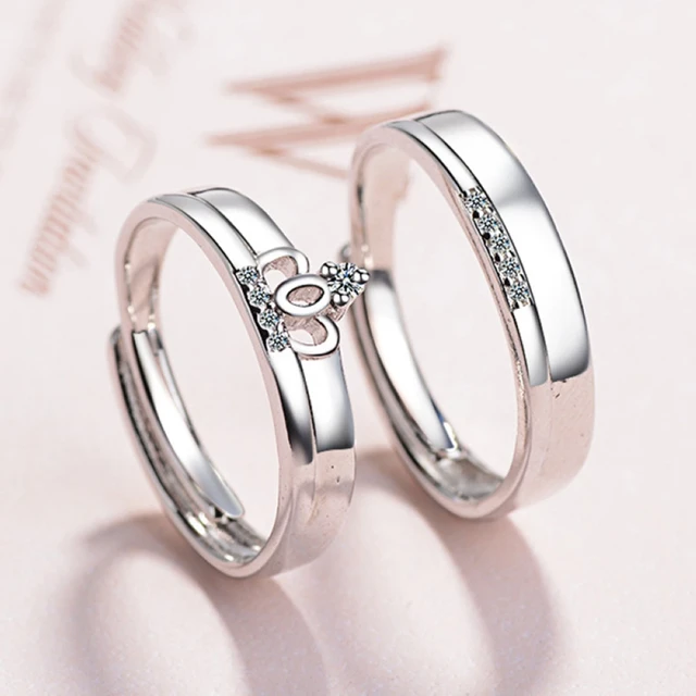 Radiant Love Adjustable 925 Sterling Silver Couple Rings