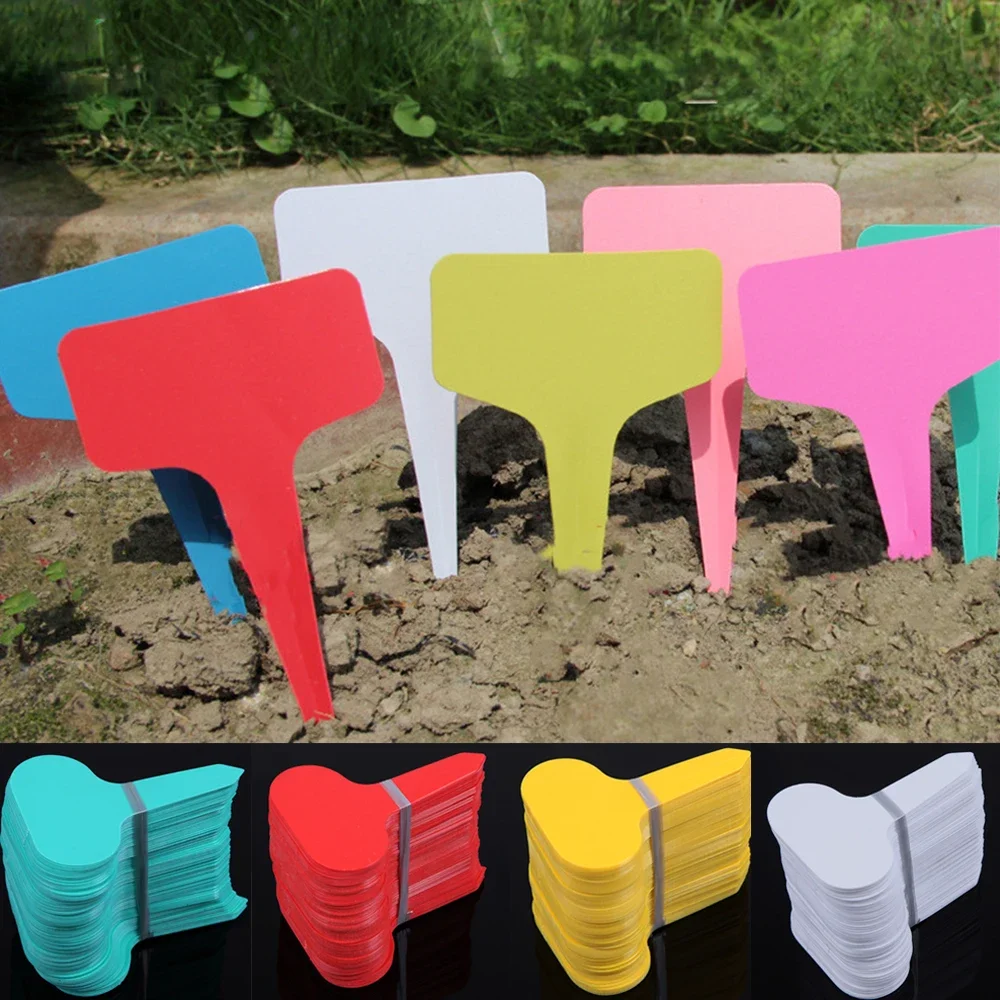 50/100Pcs Reusable Plastic Plant Markers T-type Tags Nursery Garden Decor Tags for Plants Flower Pot Garden Supplies plant labels