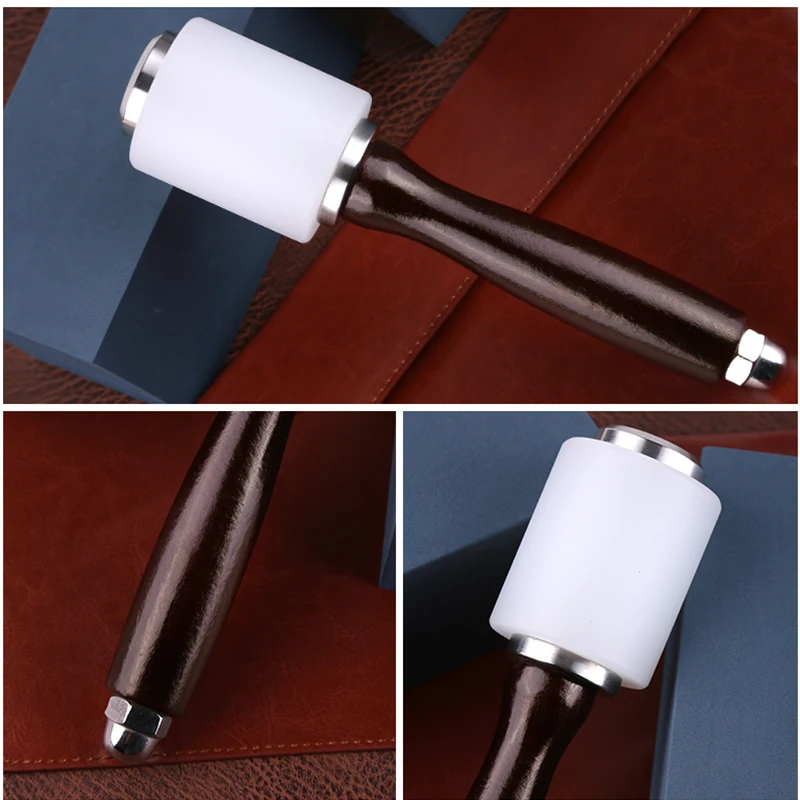 Leather Carving Hammer Professional Leather Carve Hammer Nylon Hammers Mallet Wood Handle For Leathercraft Punch Printing Percussion DIY Tool