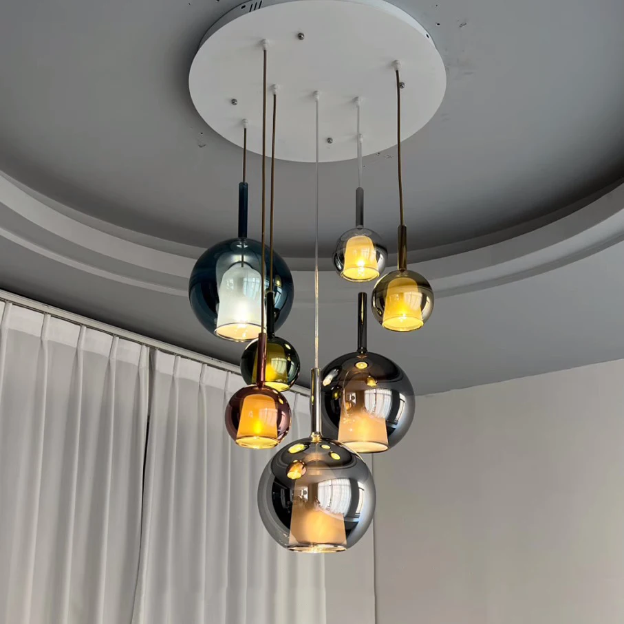 Designer Modern Colorful Glass Ball Ceiling Chandelier for Living Room Decoration Fashion Hanglamp Home-appliance