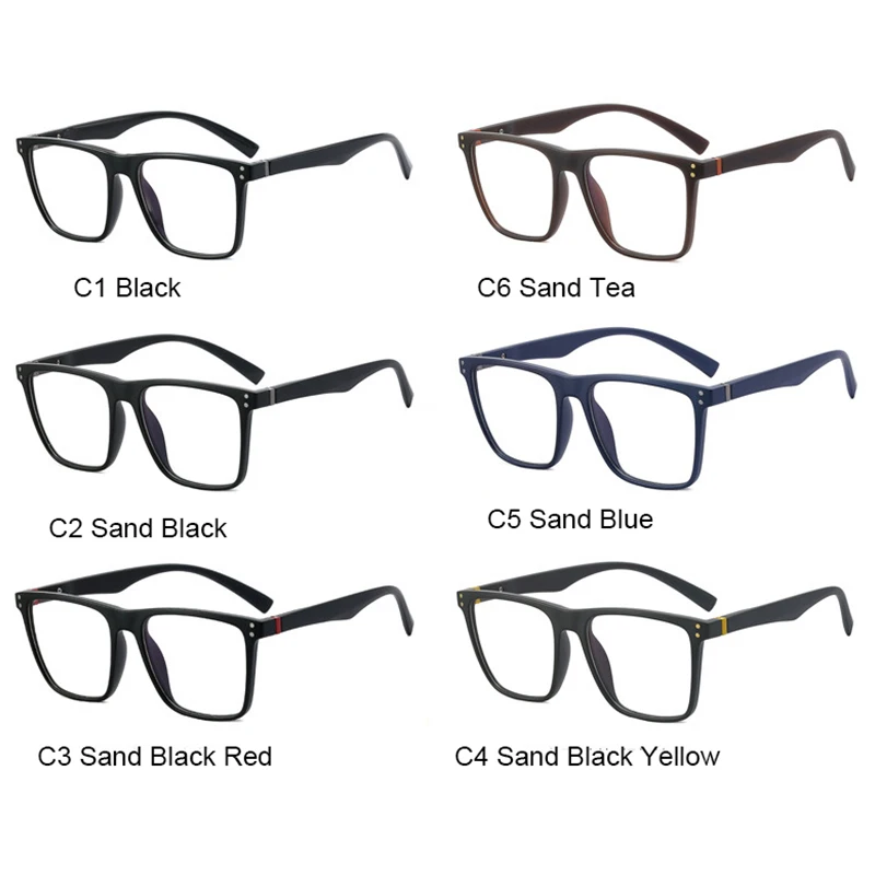 Anti-Blue Light Mens Reading Glasses Vintage Black Square Prescription Eyeglasses Male TR90 Eyewear Oversized Glasses Frame +1.5 5