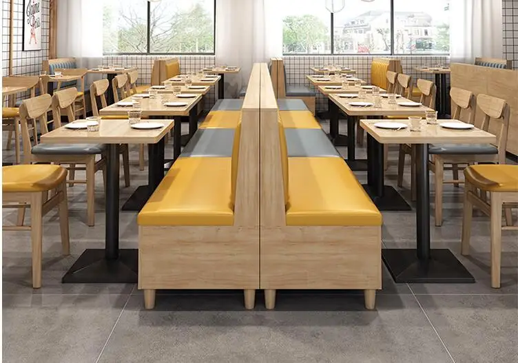 Western Restaurant Wall Stand Snack Shop Restaurant Catering Shop Solid Wood Sofa Dessert Milk Tea Table Chair