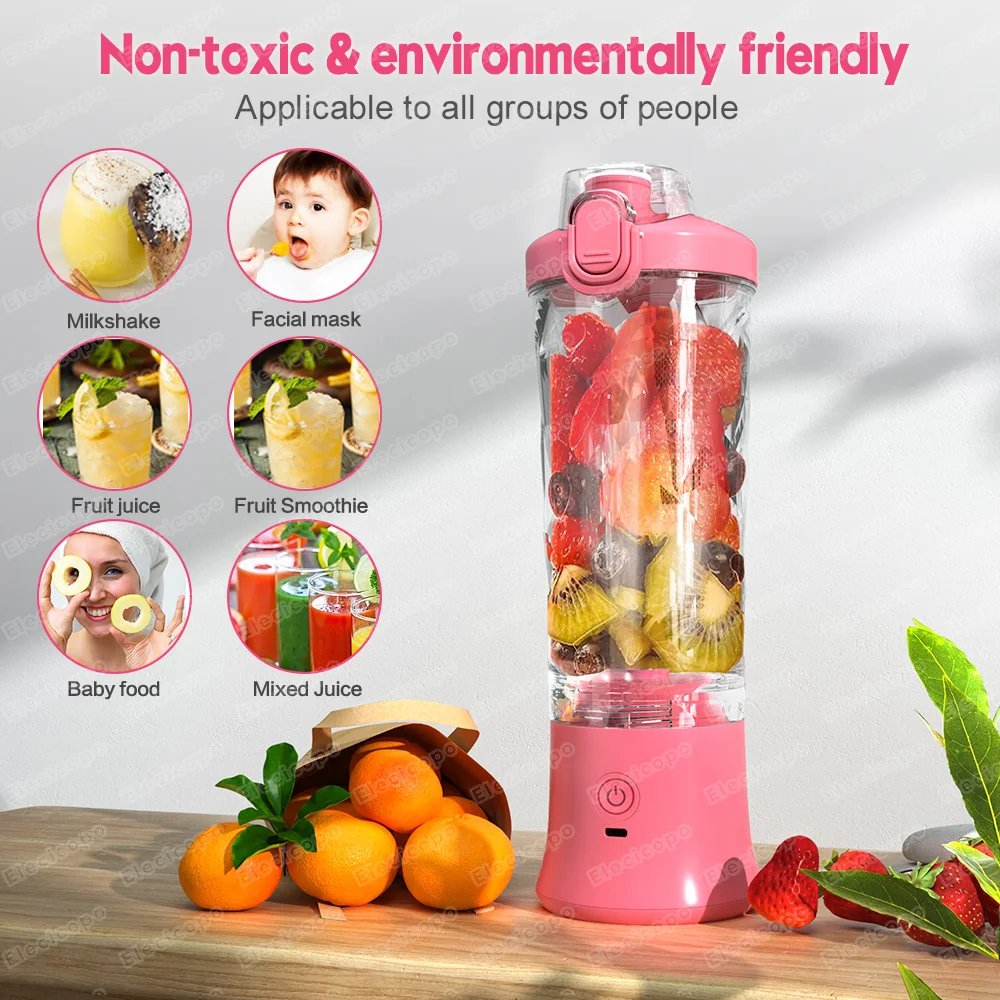 Elecicopo Portable Blender Colorful mini Personal Size Blender 600ML Shakes  and Smoothies with 6 Blades for Kitchen Home Travel - AliExpress