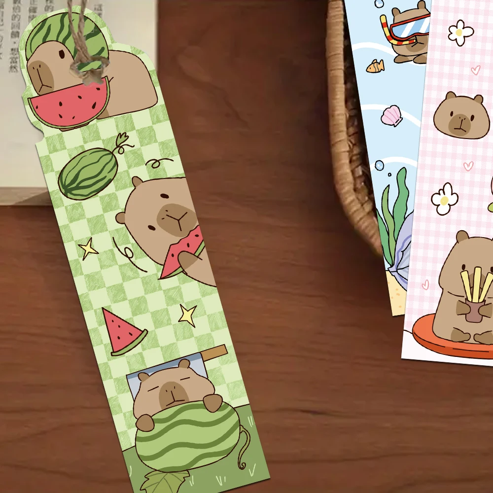 30pcs Cartoon Cute Capybara Bookmarks Reading Pages Books Tagging Students Stationary Supplies DIY Creative Aesthetic Bookmarks