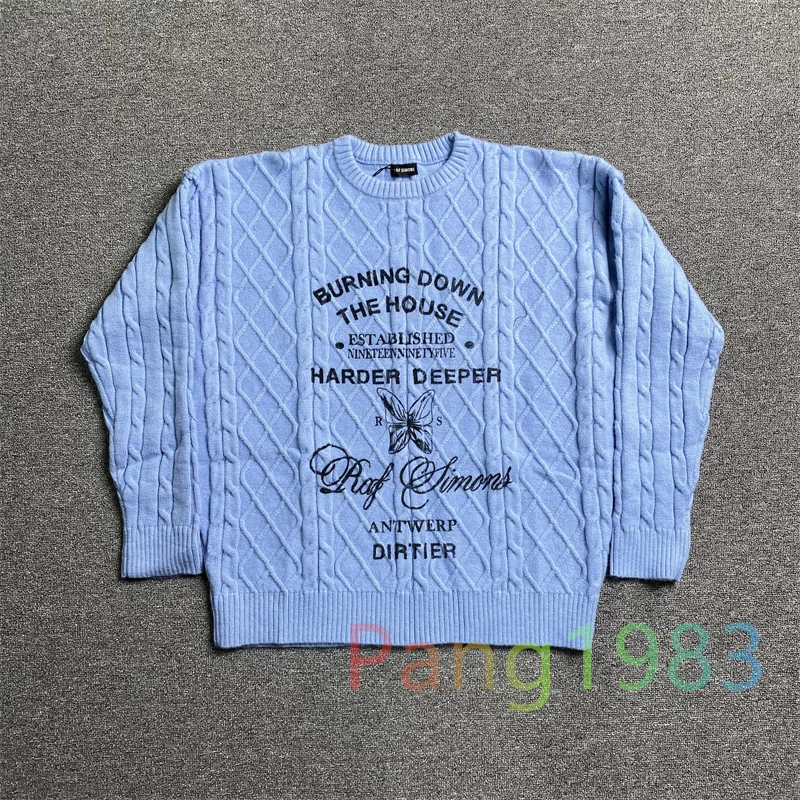 

Wool Knit RAF SIMONS Sweater Men Women 1:1 Quality Sweater Casual Streetwear Top