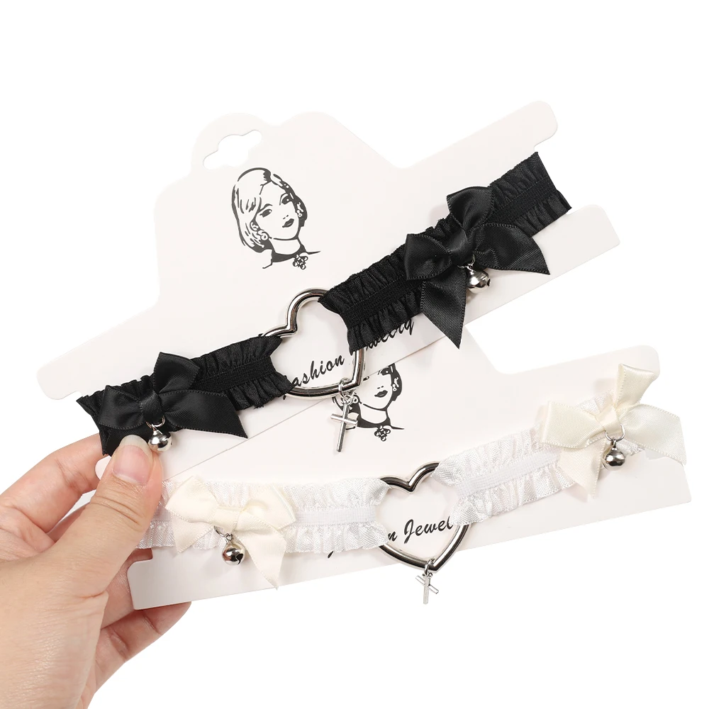 Reggicalze in pizzo gotico Cuore Bowknot Croce Lolita Giarrettiere per gambe Girocollo elastico Gamba Anello Cinturino Cosplay Bondage Lingerie Imbracatura_voghion.com