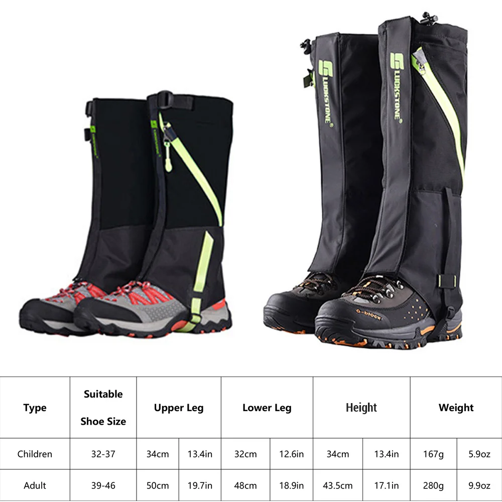 Waterproof Snow Hiking Gaiters Winter Hiking Gaiters Dual Layer Breathable Skiing for Adult Child 1 Pair