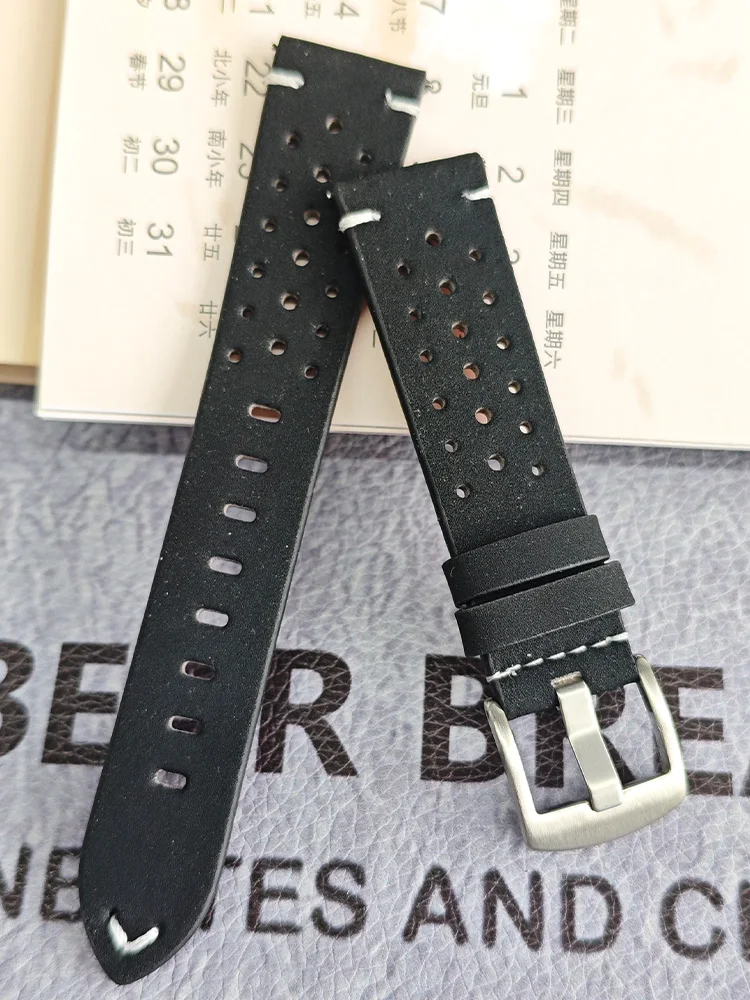 Vintage Leather Watch Strap, 20mm/22mm - Classic Design Bracelet Band
