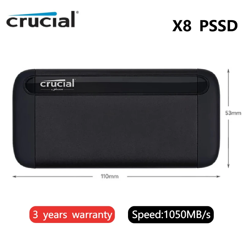 Crucial X8 1tb 2tb Portable Ssd Up To 1050mb/s Usb 3.2 External Solid State Drive Usbc Usba 1t