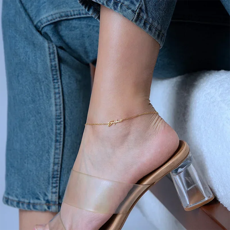 Custom Items Name Anklets Ankle Bracelets for Women Stainless